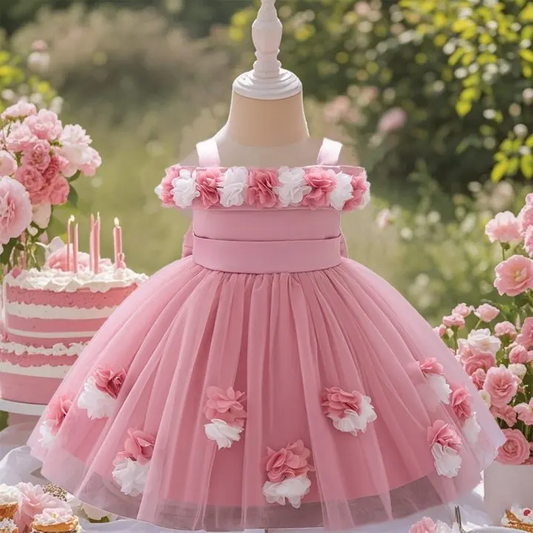 Vestido Infantil de Cetim com Laço na Cintur