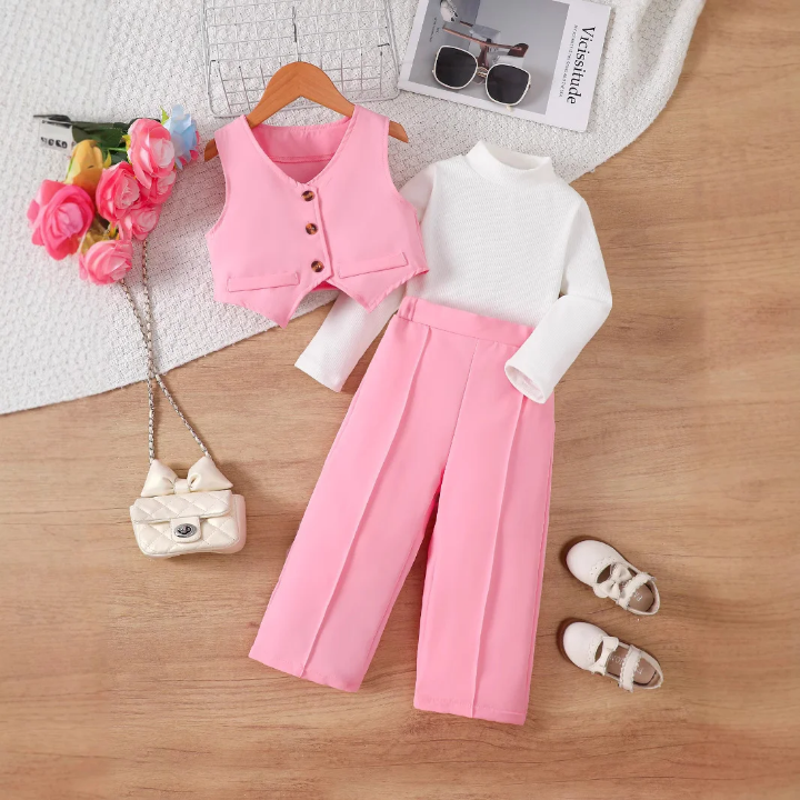 Conjunto Infantil Estilo Europeu – 3 Peças Elegantes