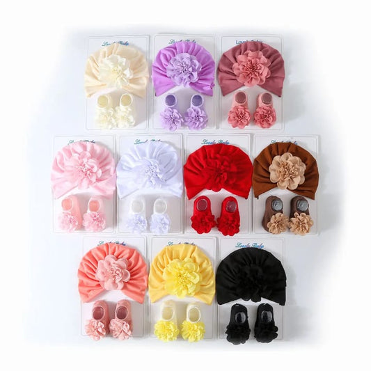 Kit Turbante & Sapatinhos Flor de Princesa