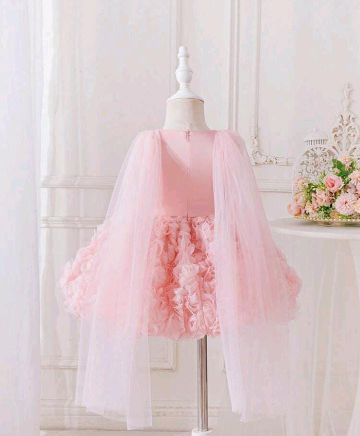 Vestido Infantil Princesa Rosa Floral