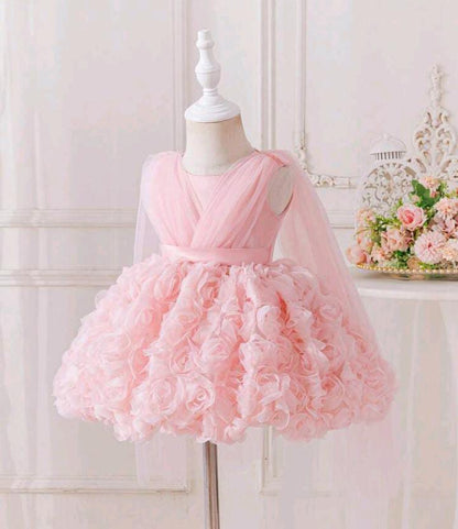 Vestido Infantil Princesa Rosa Floral