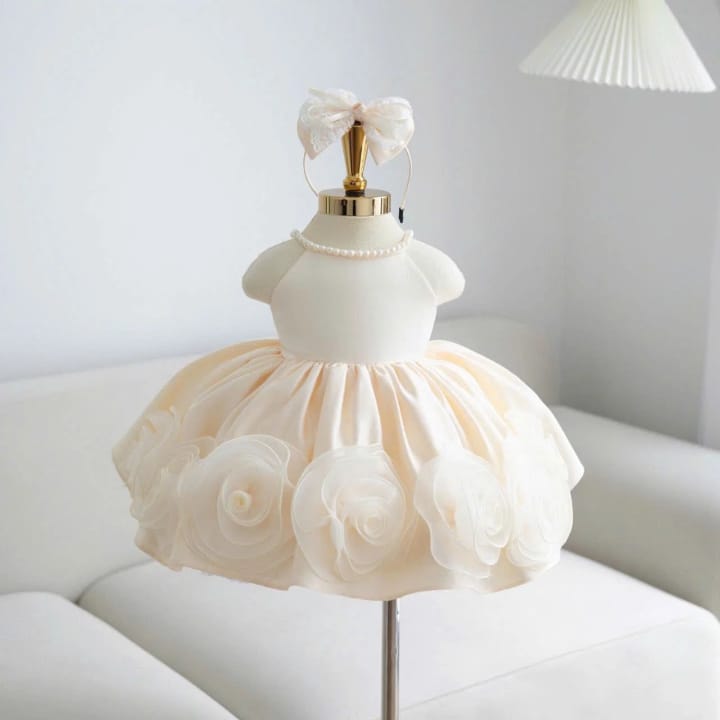 Vestido  Princesa Flores 3D