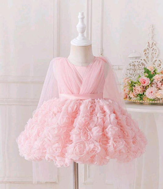 Vestido Infantil Princesa Rosa Floral